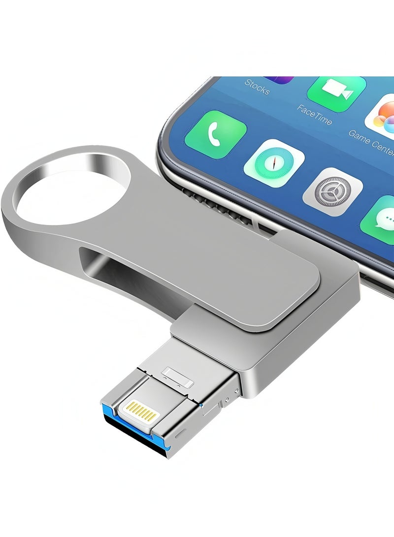 أبلينم محرك أقراص فلاش USB سعة 2 تيرابايت، ذاكرة USB 3.0 عالية السرعة متعددة المنافذ 4 في 1، ذاكرة تخزين الصور متوافقة مع وحدة تخزين خارجية، للهواتف الذكية/الكمبيوتر المحمول/أندرويد/الكمبيوتر الشخصي/ماك - Image 3